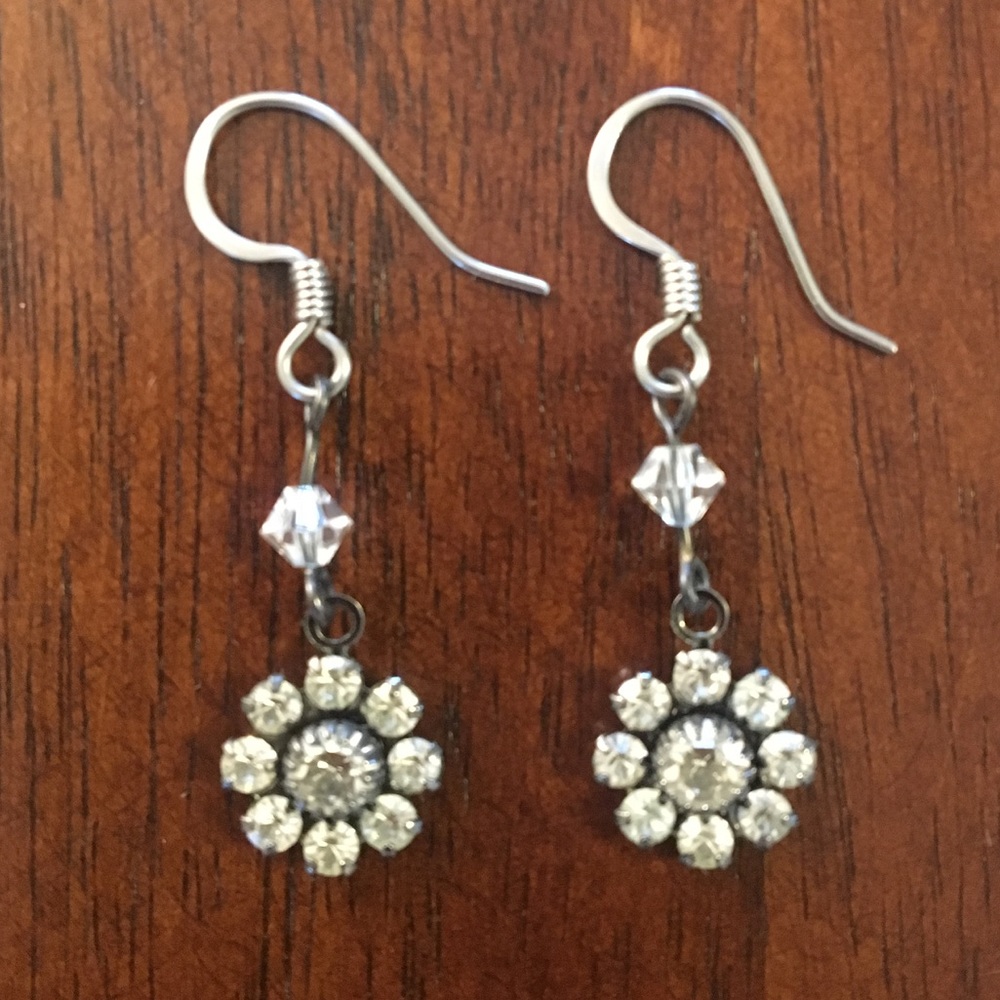Rhinestone Flower Drop Earrings